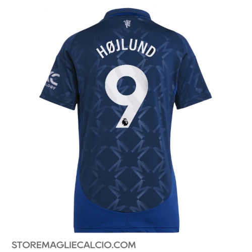 Manchester United Rasmus Hojlund #9 Maglia Gara Trasferta Repliche 2024-25 Donna Maniche Corte Manchester United Rasmus Hojlund #9 Maglia Gara Trasferta Repliche 2024-25 Donna Maniche Corte